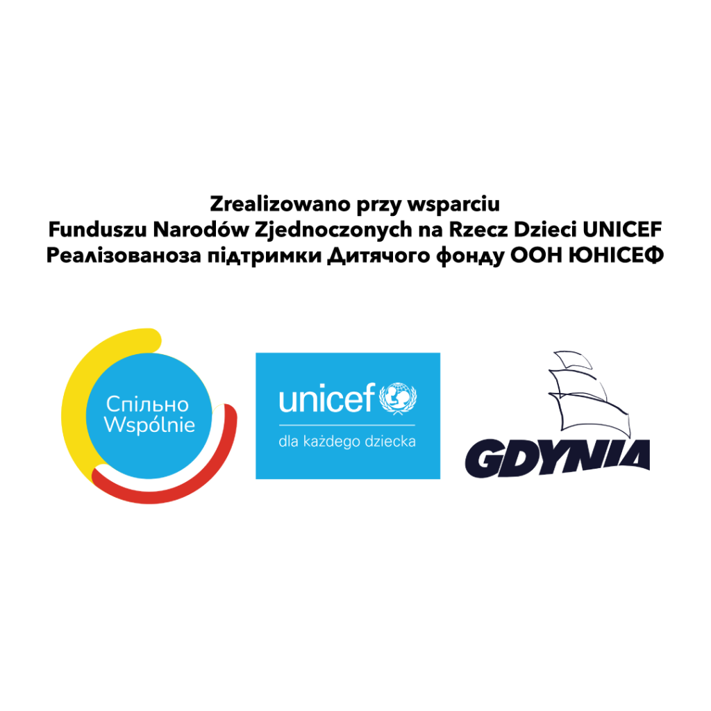 Logo Unicef, logo Gdyni