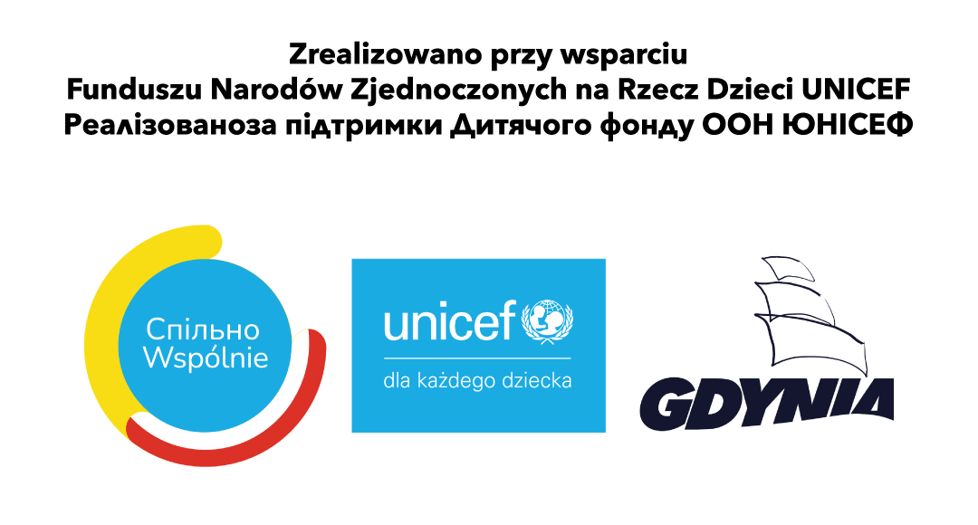 Logo Unicef, logo Gdyni